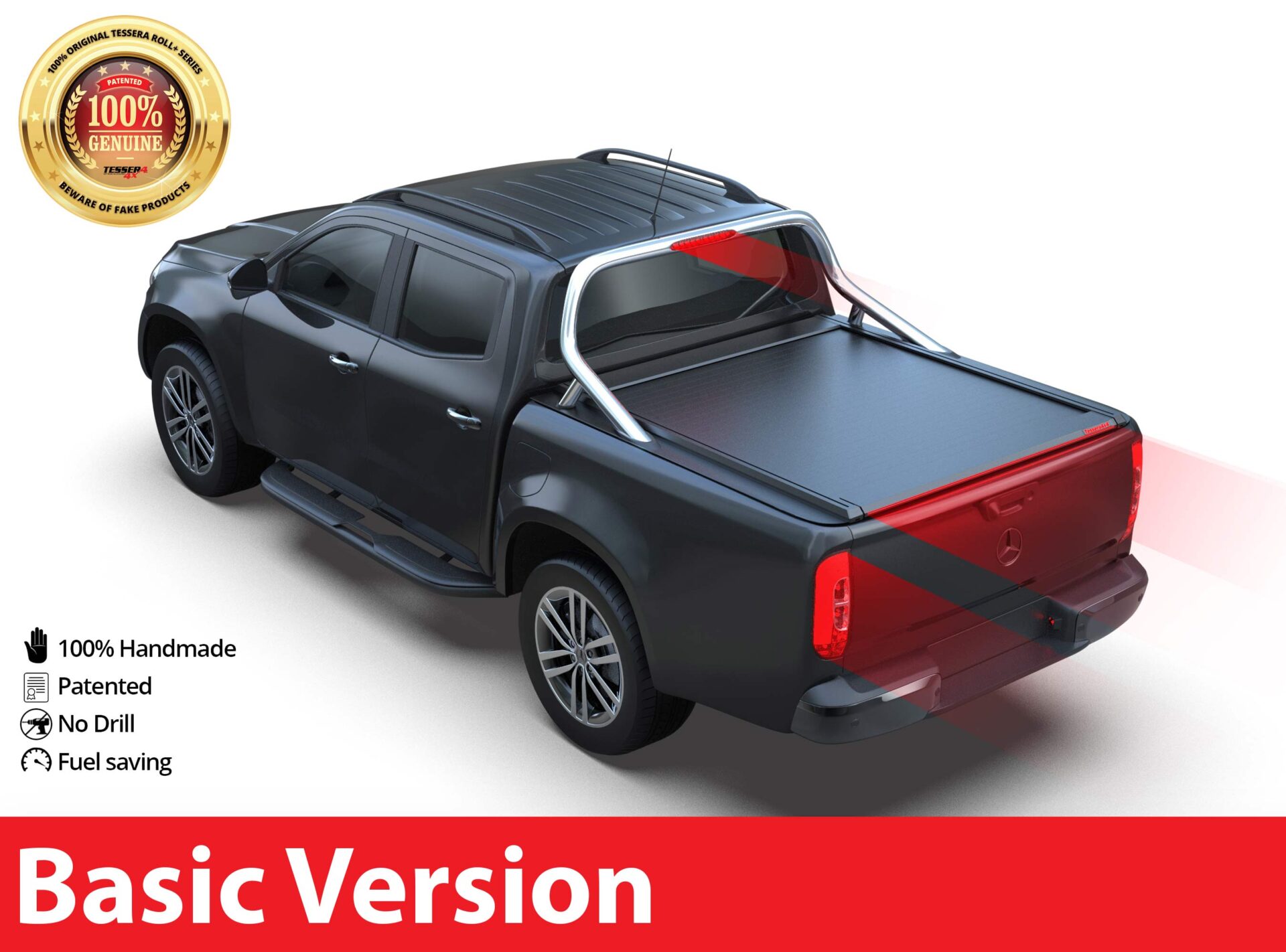 Tessera Roll+ Laderaumabdeckung Rollverdeck "Basic" für Mercedes X-Klasse 2021+ DC (Double cab) mit OEM Rolllbar