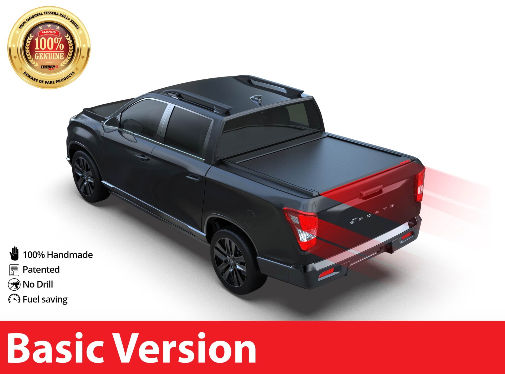 Tessera Roll+ Laderaumabdeckung Rollverdeck manuell "Basic" für SsangYong Musso Rexton Sports 2018+ DC (Double cab) blac matt, TESS 14082 ROLL