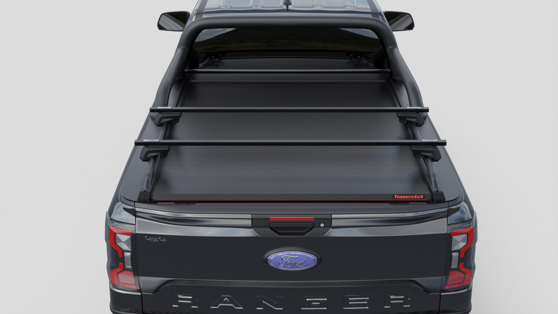 Laderaumabdeckung Rollverdeck Tessera SE manuell für FORD Ranger T6.2 P703 2023+ Extrakabine mit OEM Überrollbügel D/C TESS 15070 ROLL black matt