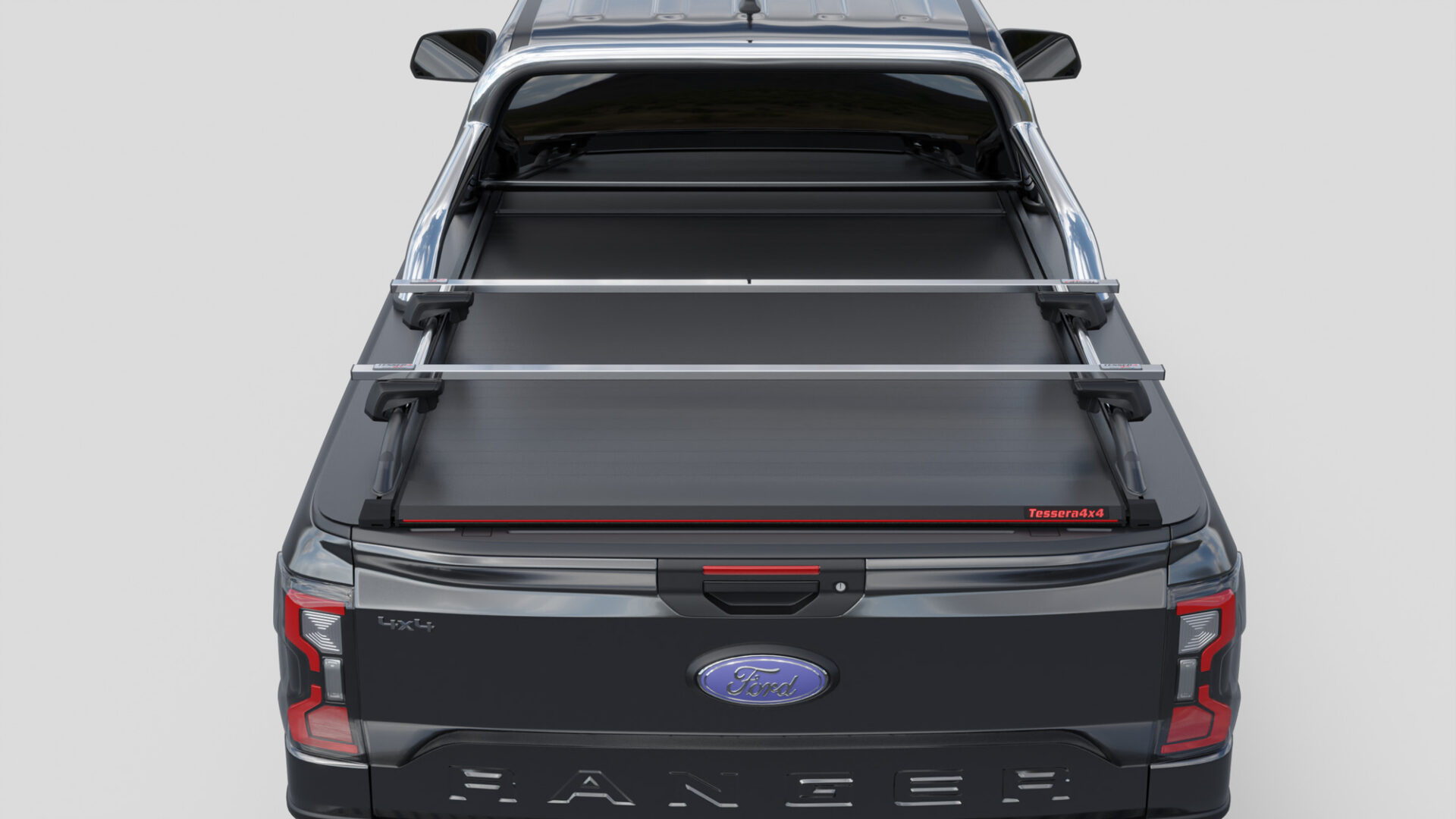 Laderaumabdeckung Rollverdeck Tessera SE manuell für FORD Ranger T6.2 P703 2023+ Extrakabine mit OEM Überrollbügel D/C TESS 15070 ROLL black matt