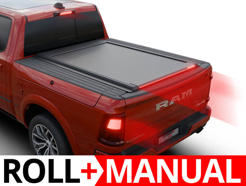 essera Roll+ Laderaumabdeckung Rollverdeck manuell "Basic" für Dodge RAM RamBox 2019+ Short Bed 5.7' feet (1500, 1500 TRX & 1500 CLASSIC) D/C TESS 14240 ROLL black matt